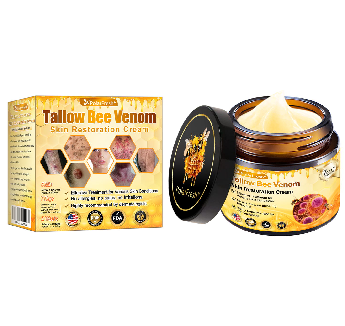 🏥A professional team of dermatologists has experimentally developed PolarFresh® Tallow Bee Venom Skin Restoration Cream – Repairs and protects, preventing recurrence