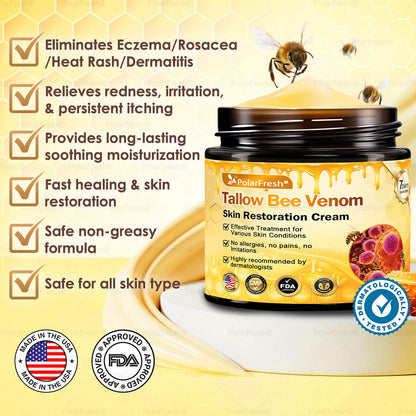 🏥A professional team of dermatologists has experimentally developed PolarFresh® Tallow Bee Venom Skin Restoration Cream – Repairs and protects, preventing recurrence